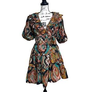 Anthropologie Love The Label Women's Dress Remy Ruffle Wrap Mini Dress Size XS