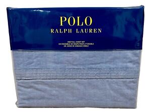 POLO Ralph Lauren Blue Chambray Cotton 4 Piece Full Sheets Set New Bedding