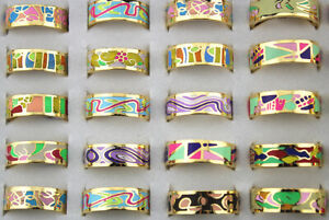 Wholesale Lots 36pcs Gold P Jewelry Stainless Steel Colorful Enamel Rings Gifts