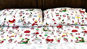 EUC Pottery Barn Kids Christmas Advent Countdown Flannel Sheets Full 4 pc Set