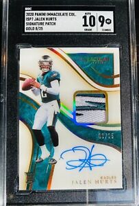 JALEN HURTS 2020 IMMACULATE GOLD RPA ROOKIE PATCH ON CARD AUTO!!! 8/25 SGC 10/9
