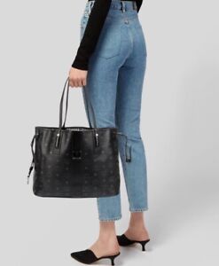 Authentic MCM Medium Reversible Liz Shopper tote bag BLACK
