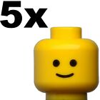NEW LEGO - Figure Head - Town - Plain Classic Standard Grin yellow x5 modulars