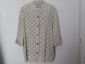 Maggie Barnes Plus Size 3 X Button Up Beige Tunic Blouse With Shell 3/4 Sleeve