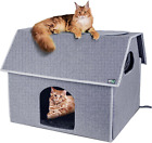 Cat House for All Seasons, Extra Large Weatherproof Cat Houses for Outdoor
