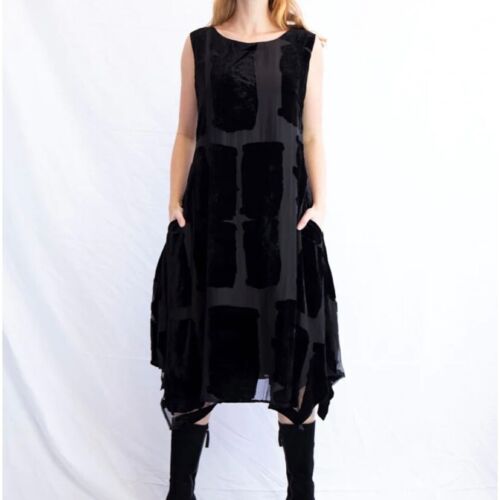 Rundholz Black Label burnt Out Velvet Sleeveless Dress Size M Lagenlook