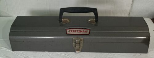 Vintage Craftsman Crown Logo Tombstone Metal Tool Box Shallow Size made in USA
