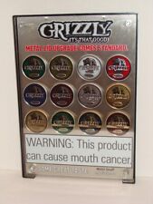 GRIZZLY SNUFF CHEWING TOBACCO METAL LID DOUBLE SIDED STORE DISPLAY SIGN