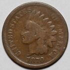 1870 Indian Head Cent - US Semi-Key 1c Penny Coin - L45