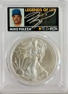 2021 $1 T1 Silver American Eagle 1oz PCGS MS70 FS Legends of Life Mike Piazza