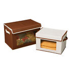 Canvas Storage Box Set with Window (2-Pack), Brown/Beige