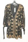 Alice + Olivia Women's Black/Gold Embroidered Long Sleeve Dress #L $550