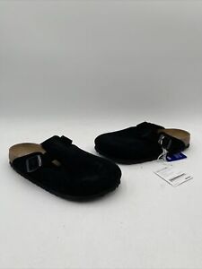 Birkenstock Women's Boston Soft Footbed Clogs, Black Suede Size 38