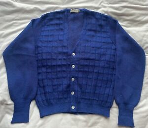 Parker Of Vienna Vintage Cardigan Blue 100% Alpaca Wool Size 42