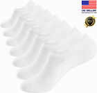3-12 Pairs Men's White Nonslip Invisible Cotton No Show Boat Low Cut Socks 9-13