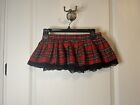 Retro Y2K Adome Plaid School Girl Micro Mini Skirt Size Small Grunge Gothic