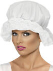 Womens Cotton MOP Hat Costume Bonnet Cap White with Lace Renaissance Christmas