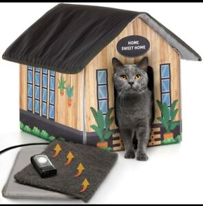 Petyella Heated Outdoor Cat House Weatherproof Pet Protected Indoor/outdoor