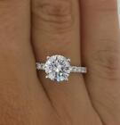 2.25 Ct Pave 4 Prong Round Cut Diamond Engagement Ring VVS1 D Treated