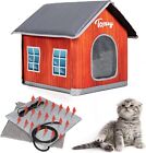 Heated Cat House for Winter Indoor/Outdoor Weatherproof Cat House with He