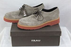 FRAU Men's Size 9 74B4 Italian Suede Brogue Lace Up Oxfords Color Gray NWB