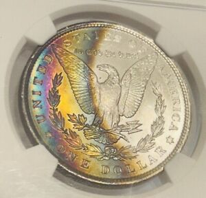 1896 Morgan Silver Dollar NGC-MS62* Star Rainbow Toning