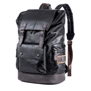 Men Leather Backpack Shoulder Bag Weekender Travel School Laptop Bags Daypack US