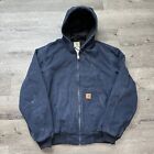 Carhartt J211 Thermal Mesh Lined Duck Canvas Hooded Jacket Navy Men’s Sz Large
