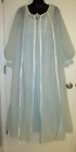 Val Mode Peignoir Nightgown & Robe Set Sheer Blue Nylon VTG Full Length Sz Small