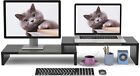 Dual Monitor Stand Riser with 2 Shelves - Desktop Organizer for PC - A18