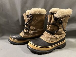Sorel Women’s Size 8 Medium Caribou Duck Rain/Snow Boots Wool Lined Tan Black.