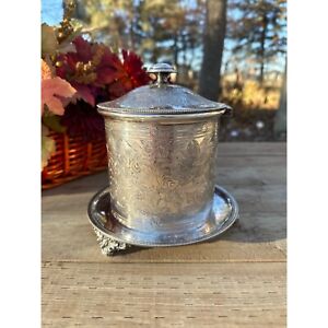 Antique English Silver Plate Biscuit Barrel by Birks Rideau Plate Footed C. 1900