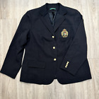 Lauren Ralph Lauren Vintage Blazer Jacket Size 16W 100% Wool Gold 3D Crest Crown