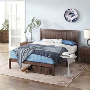 King Size Bed Frame Solid Wood w/ Paneled Headboard Rustic Country Farmhouse New