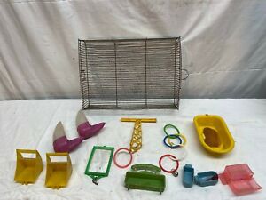 LOT OF VINTAGE PLASTIC BIRD TOYS - LADDER / MIRRORS / Ect.