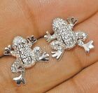 Frog White Sapphire 925 Solid Sterling Silver Earrings Jewelry YB1-2