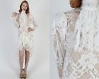 Vtg Jessica McClintock Wht Victorian Lace Dress Hi Lo Asym Hem Wedding Gown