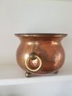 Hammered Copper Cauldron Pot With Brass Ring Accent Handles 5