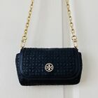 NWOT Tory Burch Bryant Black Quilted Leather Gold Chain Crossbody Bag/Clutch