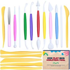 Clay Modeling Tools for Kids, 17pcs Plastic Ceramic Pottery Tool Set, Double-...