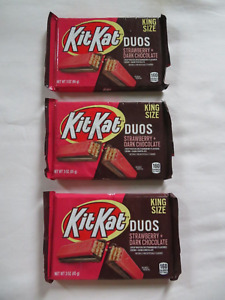 (3) Kit Kat Duos Strawberry & Dark Chocolate King Size Candy Bars 3 Oz Each