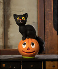 Bethany Lowe Halloween Vintage Seated Black Cat On Pumpkin New 2024 TL3361