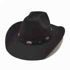 Cowboy Hat Brown/Black with belt faux suede Vintage Western Preshaped Brim