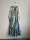 Vintage Gunne Sax Dress 70s Jessica McClintockCottagecore Blue Floral Lace Sz 11