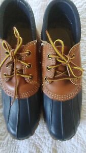 LL Bean Maine Hunting Boots/Mocs Rain Boots Low Duck Womens Size 7 Leather Navy