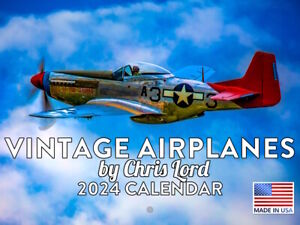 Vintage Airplane Chris Lord 2024 Wall Calendar Monthly