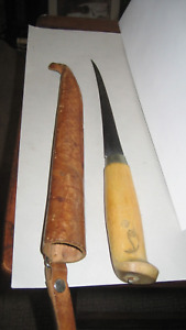 Vintage J. Marttiini Rapala Fish Fillet Knife Blade W/Leather Sheath Finland
