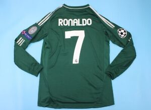 real madrid jersey 2012 2013 away green shirt long sleeve cristiano ronaldo ucl