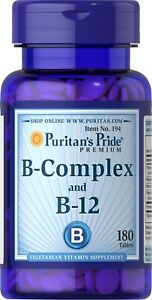 Puritan's Pride Vitamin B-Complex and Vitamin B-12, 180 Count  Free Shipping