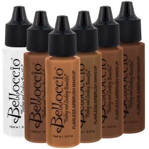 Belloccio DARK Airbrush Makeup FOUNDATION SET Deep Shade Tone Face Cosmetic Kit